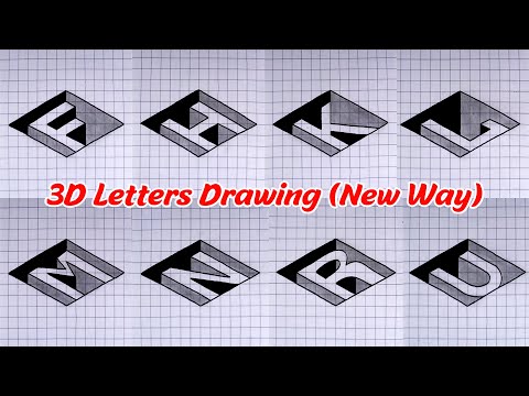 3D Letters Drawing - How to Draw Letters F/H/K/L/M/N/R/U in 3D