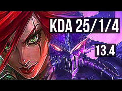 KATARINA vs KASSADIN (MID) | 25/1/4, Legendary, 6 solo kills, 1.3M mastery | KR Diamond | 13.4