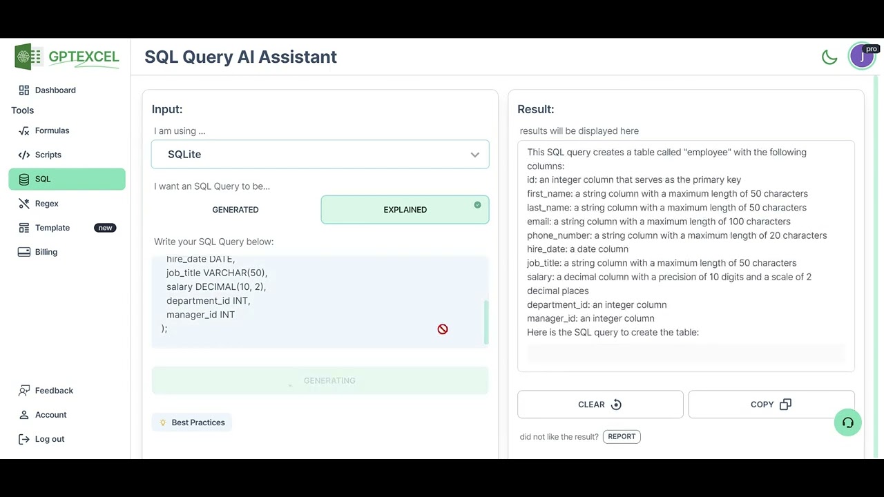 SQL Query Explainer AI #ai  #gptexcel #gpt_excel #sql