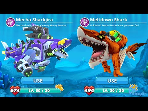 MECHA SHARKJIRA vs MELTDOWN SHARK in Hungry Shark World