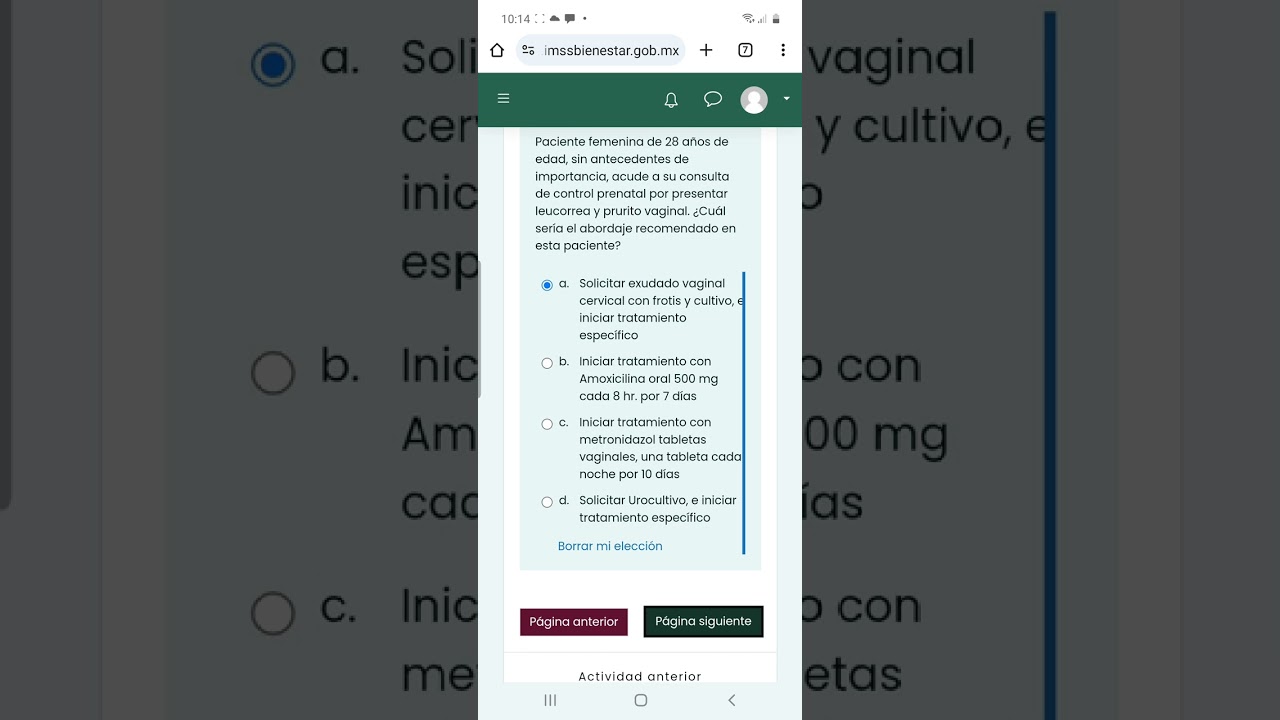 Curso de Inducción para el Personal de Unidades de Primer Nivel de Atención, examen final con 8