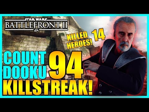 94 Count Dooku Gameplay/Killstreak & 14 Heroes Killed - Star Wars Battlefront 2