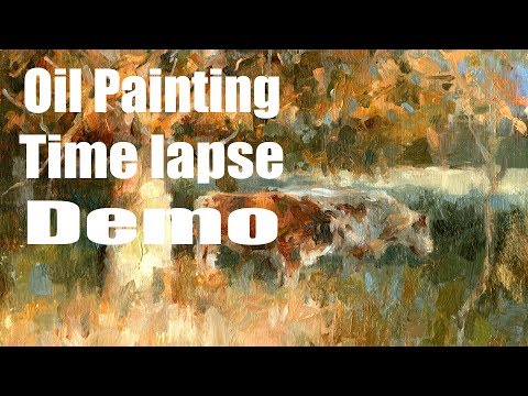 Thumbnail of Autumn sun Time lapse Oil Painting Demo