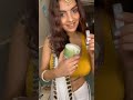 Anveshi Jain Hot Live In Yellow Blouse White Saree