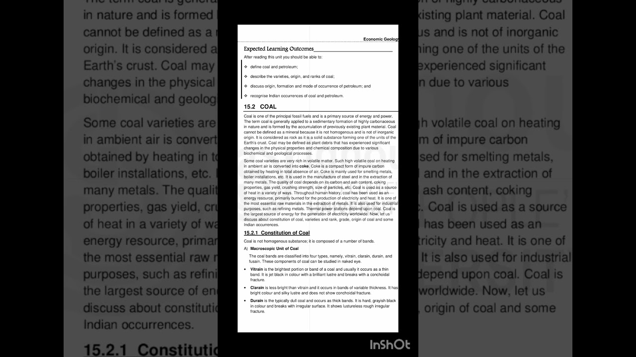 the coal - minerals geology #geology Bsc 3rd year #shorts #youtubeshorts #trendingshorts #explore