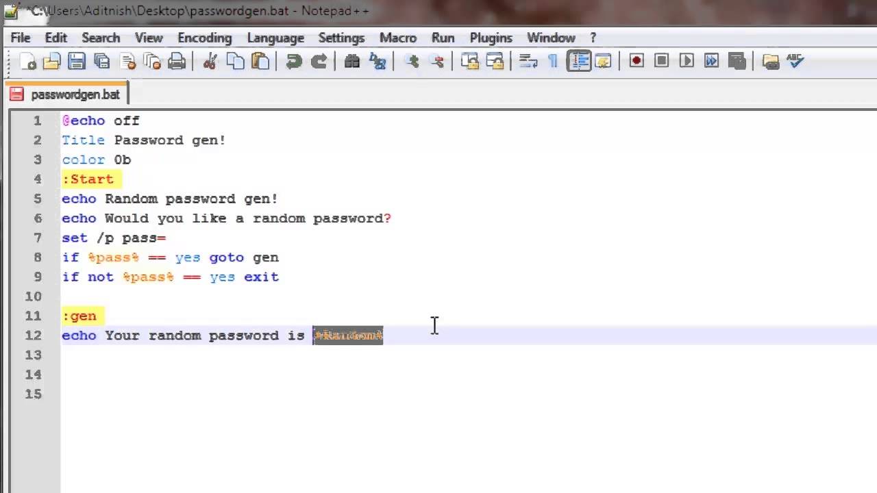 Batch Tutorial: Making a Random Password Generator (Numbers Only)