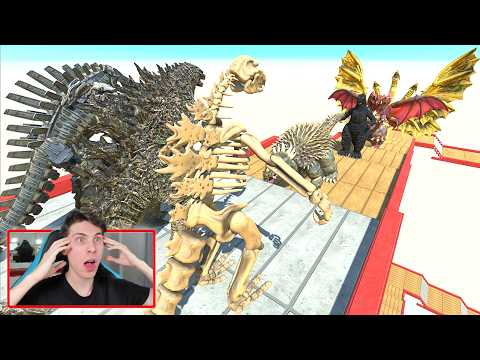 X3 GODZILLA VS GHIDORAH DEATH FALL - ANIMAL REVOLT BATTLE SIMULATOR