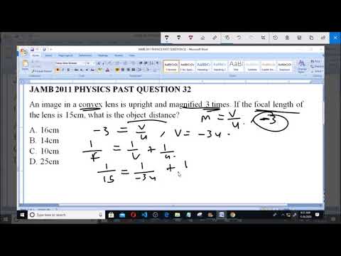 JAMB 2011 PHYSICS PAST QUESTION 32 Magnification