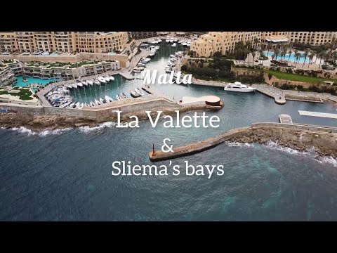 LA VALETTE (MALTA) - VISIT OF THE CITY AND SLIEMA'S BAYS BY DRONE 4K