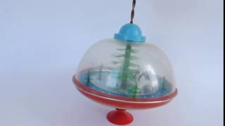Huge Vintage Russian Soviet Old Spinning Top Tin Toy for Kids Children Working