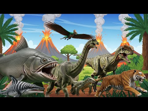 🦖🎵 ABC Prehistoric Animals Song | Dinosaur Sounds A–Z 🐊 | Jumpy Jungle TV