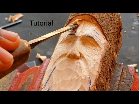Human face wood working || Tutorial || carving by UP wood art