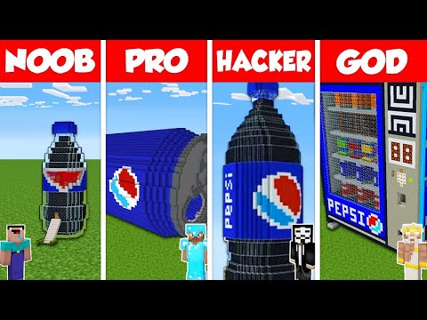 TEN - Minecraft Animations - Minecraft Battle: NOOB vs PRO vs HACKER vs GOD: PEPSI COLA SODA HOUSE BUILD CHALLENGE / Animation