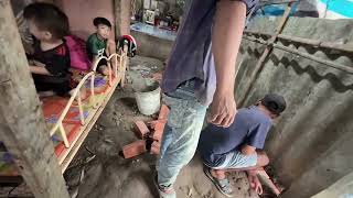 Building a house for the old man yesterday: before and after, the road has been there for 3 gener...