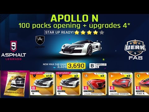 Asphalt 9 | APOLLO N | Opening 100 packs | Star Up + Upgrades 4⭐️