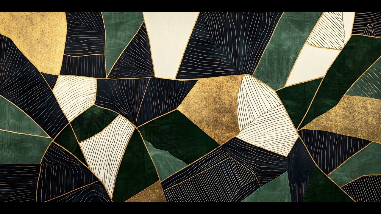 Emerald & Gold Geometric Abstract Art