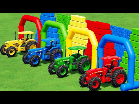Transport of Colors! Small New Holland Tractors Transportation with Truck -  vs Water Slide! FS22