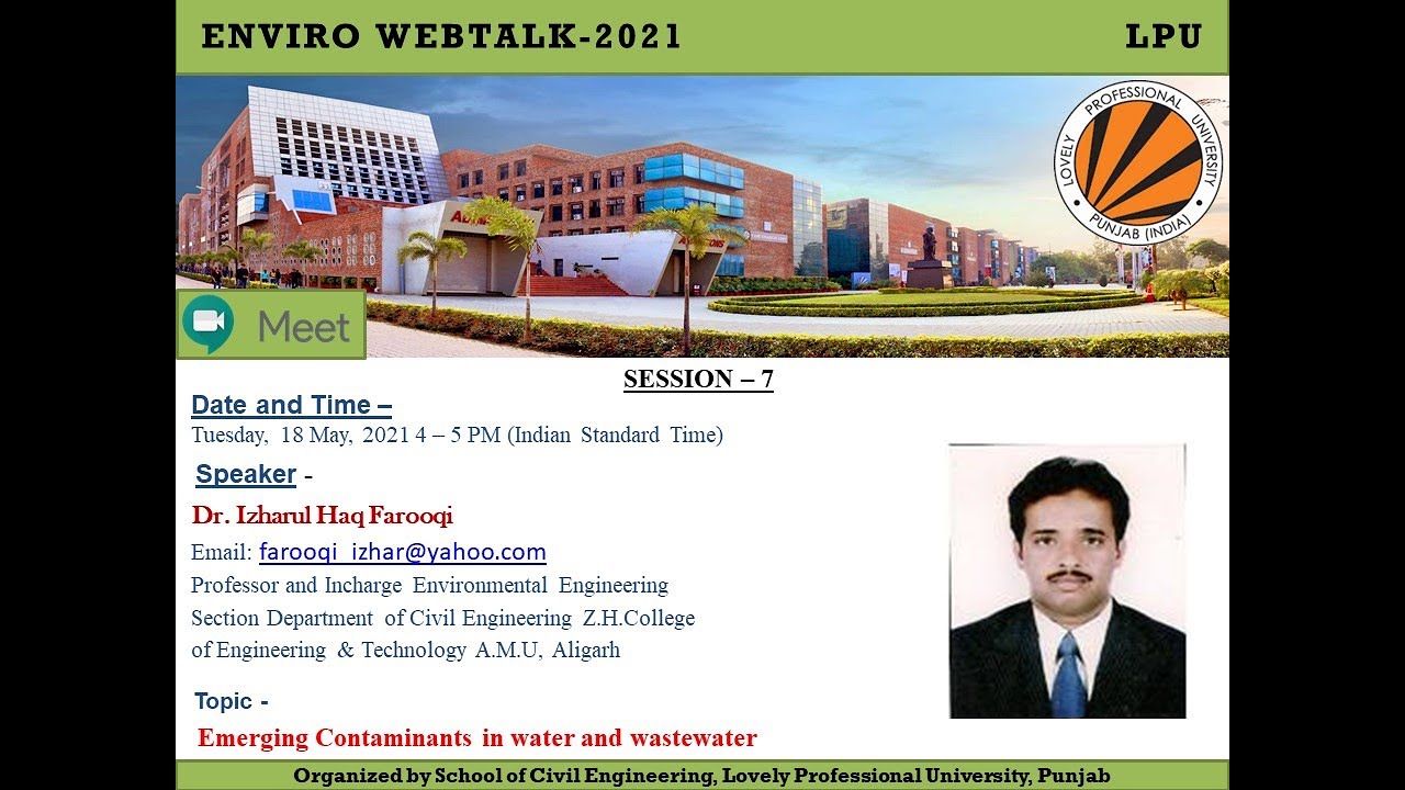 Emerging Contaminants in water and wastewater by Dr  Izharul Haq Farooqi