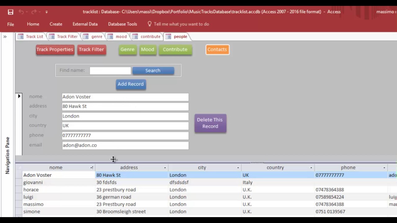 Music Tracks Database