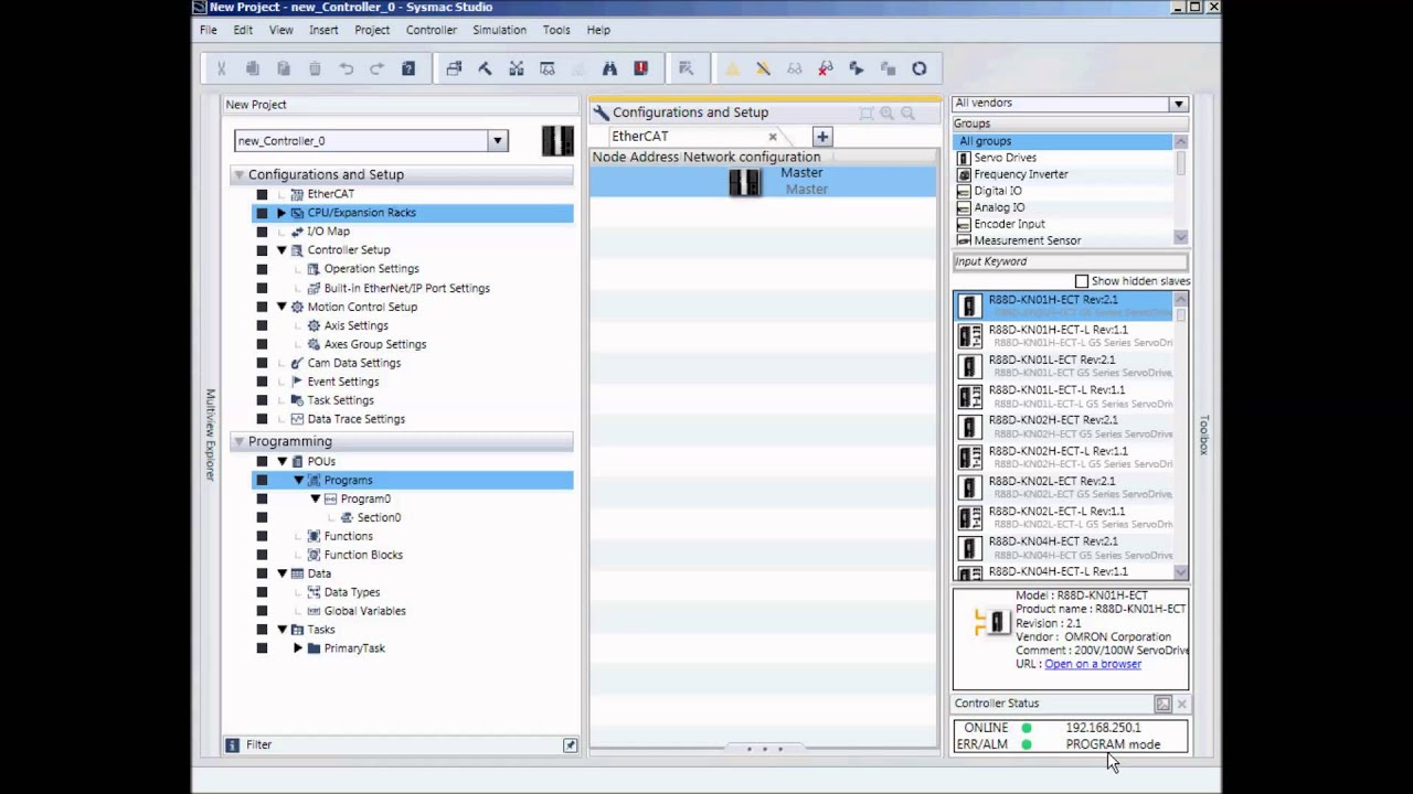 Sysmac Studio Communication Setup
