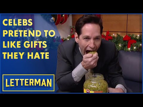 Will Ferrell, Paul Rudd And Other Celebrities Pretending To Like Gifts They Hate | Letterman