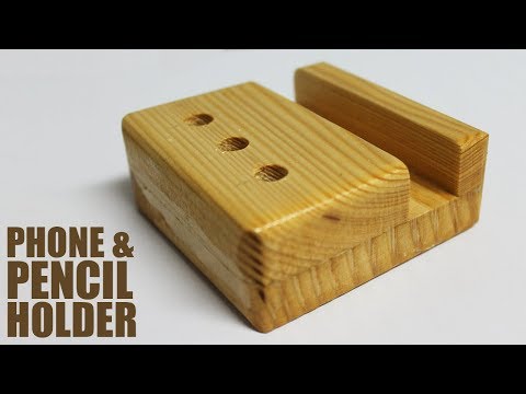 Wooden desk organizer - phone and pencil stand