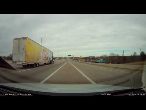 Car loses control and is hit by large truck I35E 12-30-16 Dallas