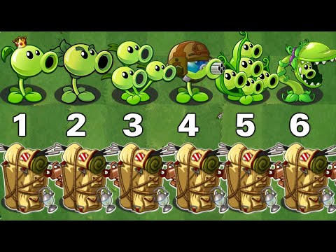 PvZ 2 Challenge! -  How Many Plants Can Defeat 6 Backpack Using 5 Plant Food ?