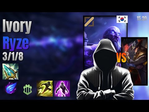 Ivory Mid Ryze vs Twisted Fate lol KR solo rank Full Game 15.20 | Ivory 라이즈 vs 트위스티드 페이트
