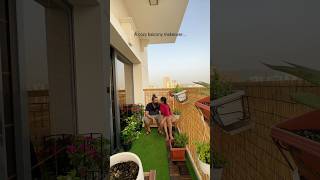 A cozy balcony makeover 💚🪴🌿 #balcony #dubai #makeover #balconygarden #inspiration #decoration