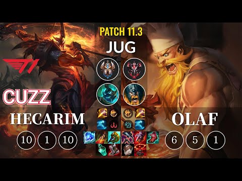 T1 Cuzz Hecarim vs Olaf Jungle - KR Patch 11.3