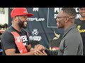 DEJI VS FLOYD MAYWEATHER FIRST FACE OFF - BIG RESPECT SHOWN AS FLOYD DAPS DEJI! • MAYWEATHER VS DEJI