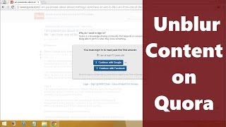 Quora-Unblur/Read Content Without Signin or Signup