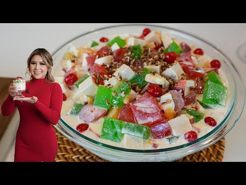 A Super Creamy MEXICAN CHRISTMAS FRUIT and JELLO  SALAD, you must take to your next gathering!!!