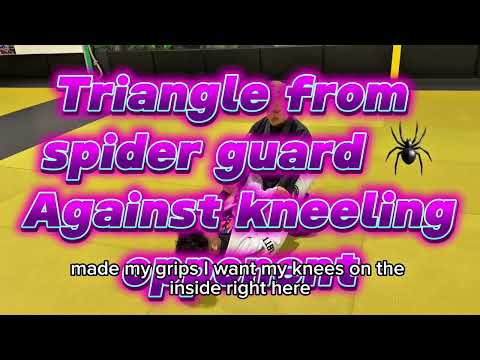 Spider guard triangle against kneeling opponent 