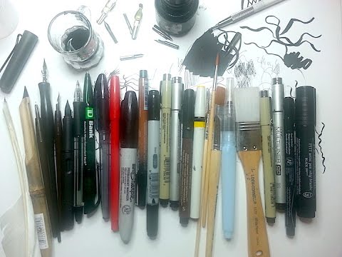 Pen Ink Drawing Supplies Pt 1 | 10 TYPES of ink drawing instruments