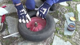 Wheelbarrow tire replacement