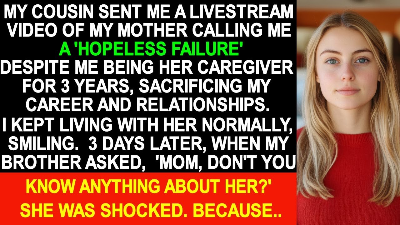 Despite taking care of my mother for 3 years, she called me a 'hopeless loser'.