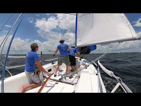 J92S Race Finish and Asymmetrical Spinnaker Drop