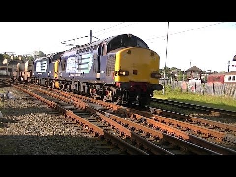 DRS 37607+37608. 6C53. Carnforth. 14/05/14
