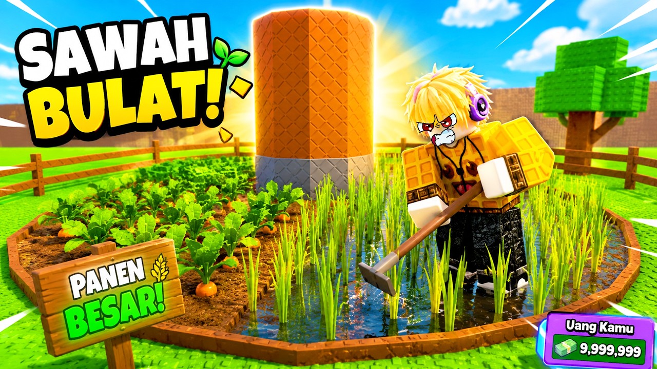 AKU BAJAK SAWAH BERBENTUK BULAT DI ROBLOX BUILD A RING FARM!!!