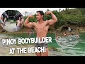 PINOY BODYBUILDER AT THE BEACH! | FLEX NATIN YUNG MUSCLES