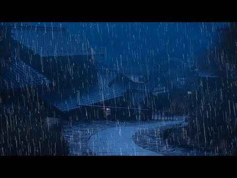 Bye Stress to Fall into Sleep Instantly - Relaxing Heavy Rain & Dense Thunderstorm Sounds at Night