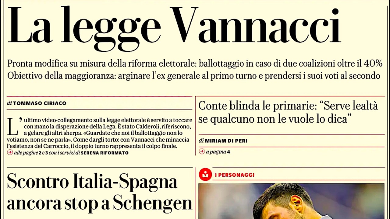 RASSEGNA STAMPA 1 SETTEMBRE 2026. QUOTIDIANI NAZIONALI ITALIANI PRIME PAGINE DEI GIORNALI DI OGGI.