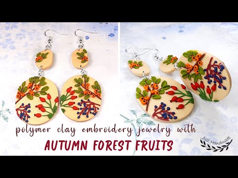 ~JustHandmade~ Polymer clay jewelry with sea buckthorns, rosehips & wild berries - tutorial / DIY