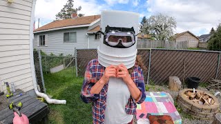 Sauna Trailer Step 7: DIY Bucket Face Shield for Metal Grinding