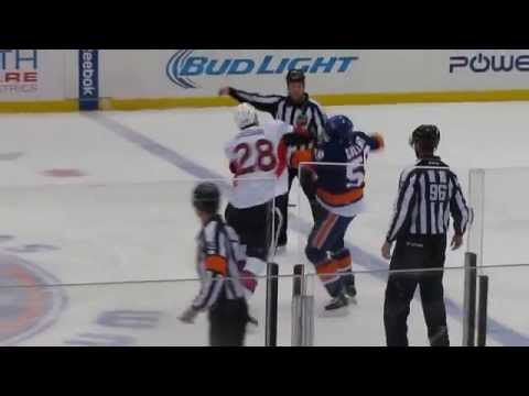 Brett Gallant KO's Matt Kassian (Senators at Islanders 4/8/2014)