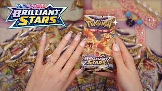 NEW Brilliant Stars Pokemon Booster Pack Opening ASMR (soft spoken + tapping)