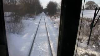 preview picture of video 'Snowy Weardale Railway Cab Ride   02   A68 Crossing   Witton Le Wear to Wolsingham Depot'