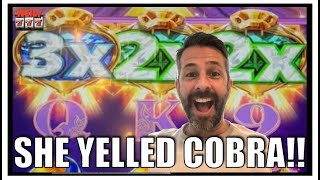 This slot machine YELLED &;COBRA&; at me! Big Win on Cobra Hearts slot machine! Video